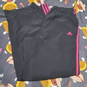 Adidas Black And Magenta Mesh Lined Track Pants Size L 2008 Version